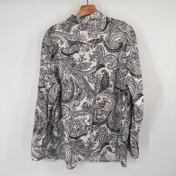 Lauren Ralph Lauren Womens Paisley Button-Down Shirt size 3X plus Black Cotton - Picture 13 of 14